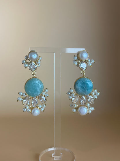 Amazonite and Swarovski Danglers
