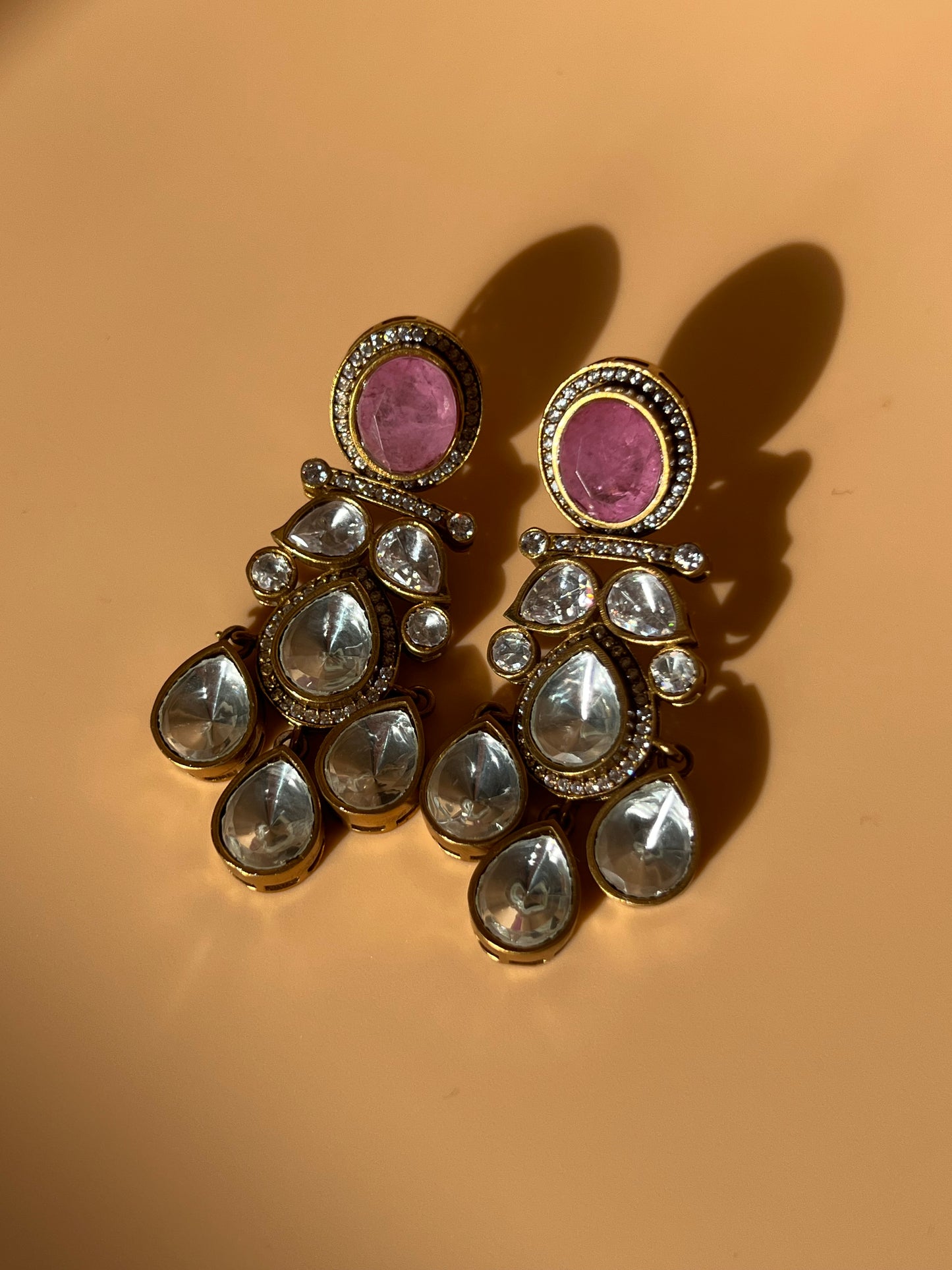 Moissanite Pink Danglers