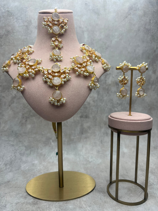 Rose Quartz and Pink Swarovski Set