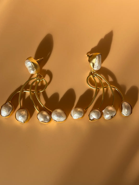 Baroque Pearl Dangler Statement Earrings