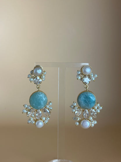 Amazonite and Swarovski Danglers