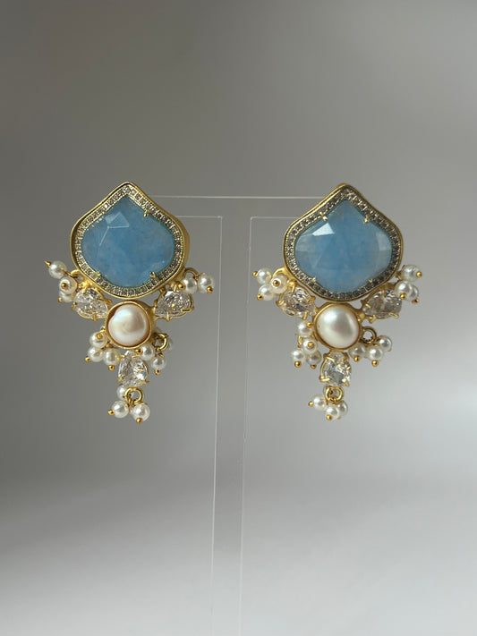 Light Blue / Angelite Long Studs