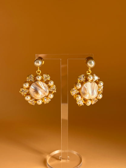 Baroque Pearl Round Drop Earrings