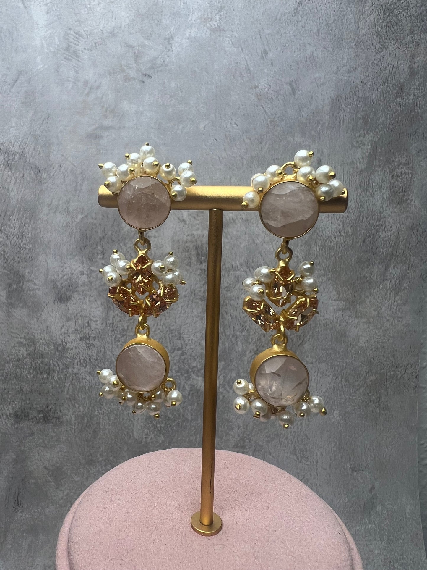 Rose Quartz and Pink Swarovski Set