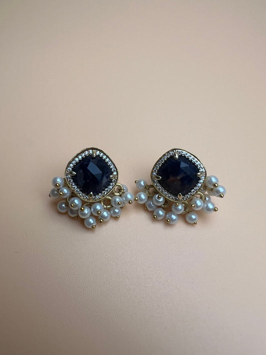 Black Onyx Half Cluster Studs