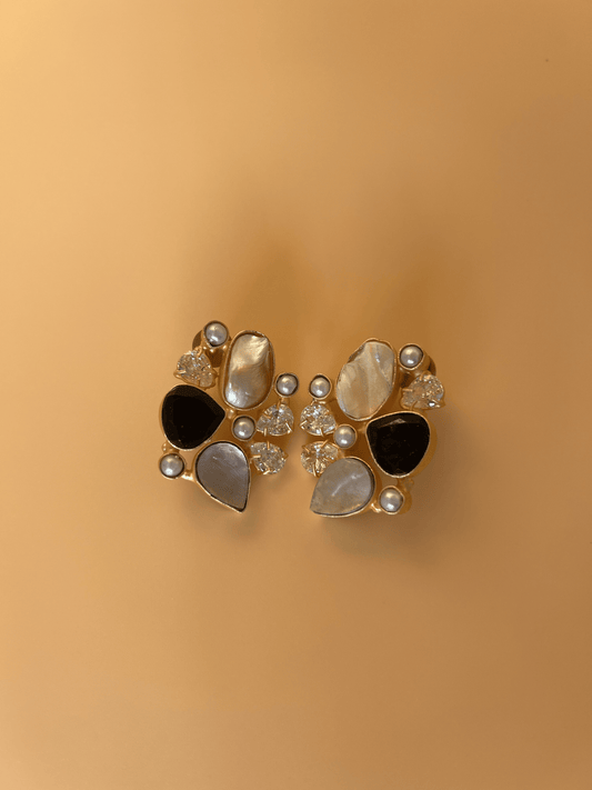 Black Onyx Flower Earrings