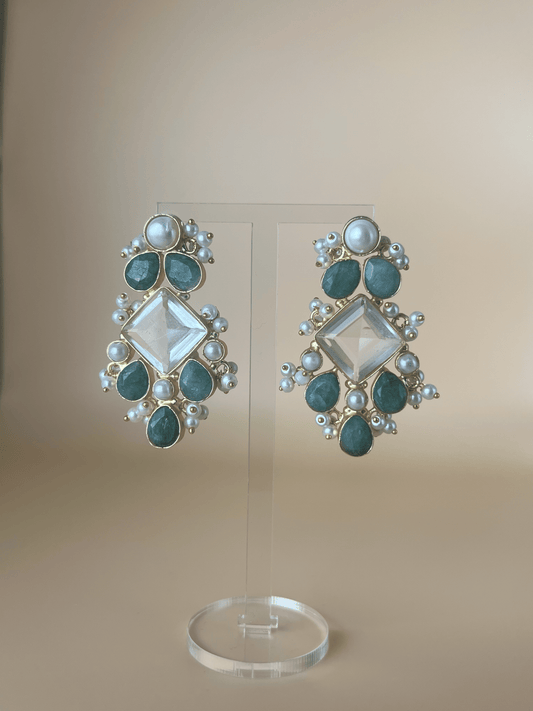 Aura Green Onyx Long Studs