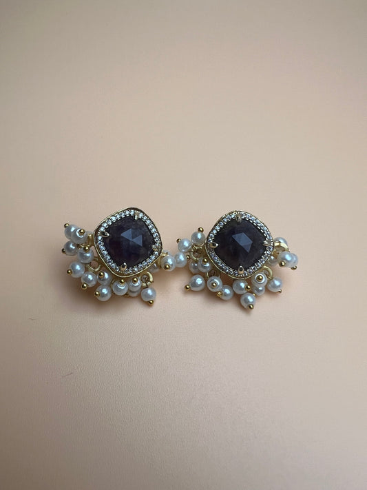 Labradorite Half Cluster Studs