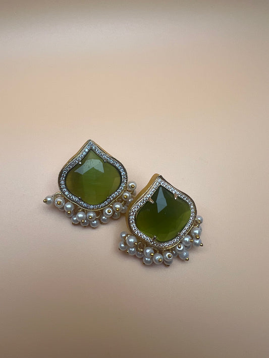 Olive Onyx Studs