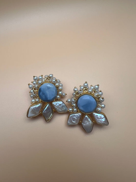 Angelite Leaf Studs