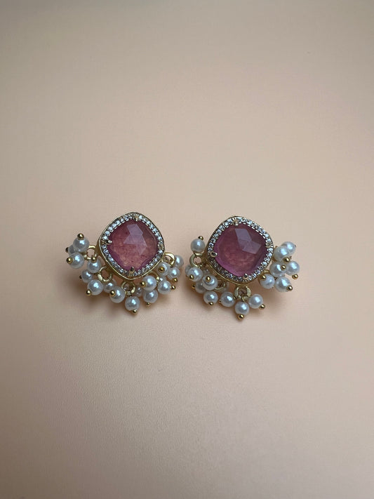 Strawberry Quartz Studs