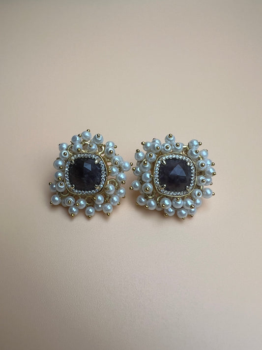 Purple Amethyst Full Cluster Studs