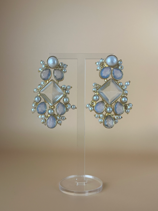 Aura Clear Quartz Long Studs