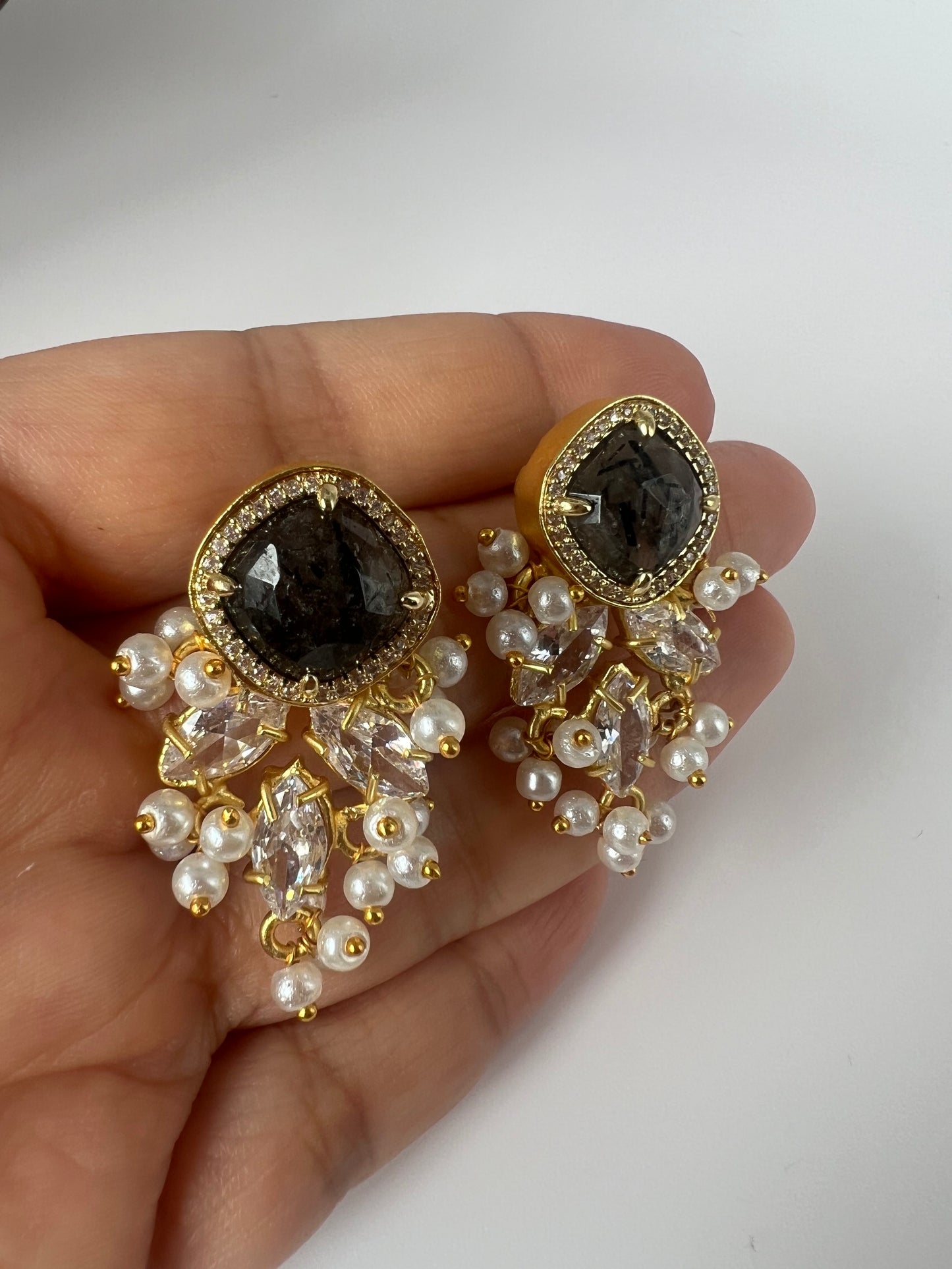 Black/Grey Moonstone Studs