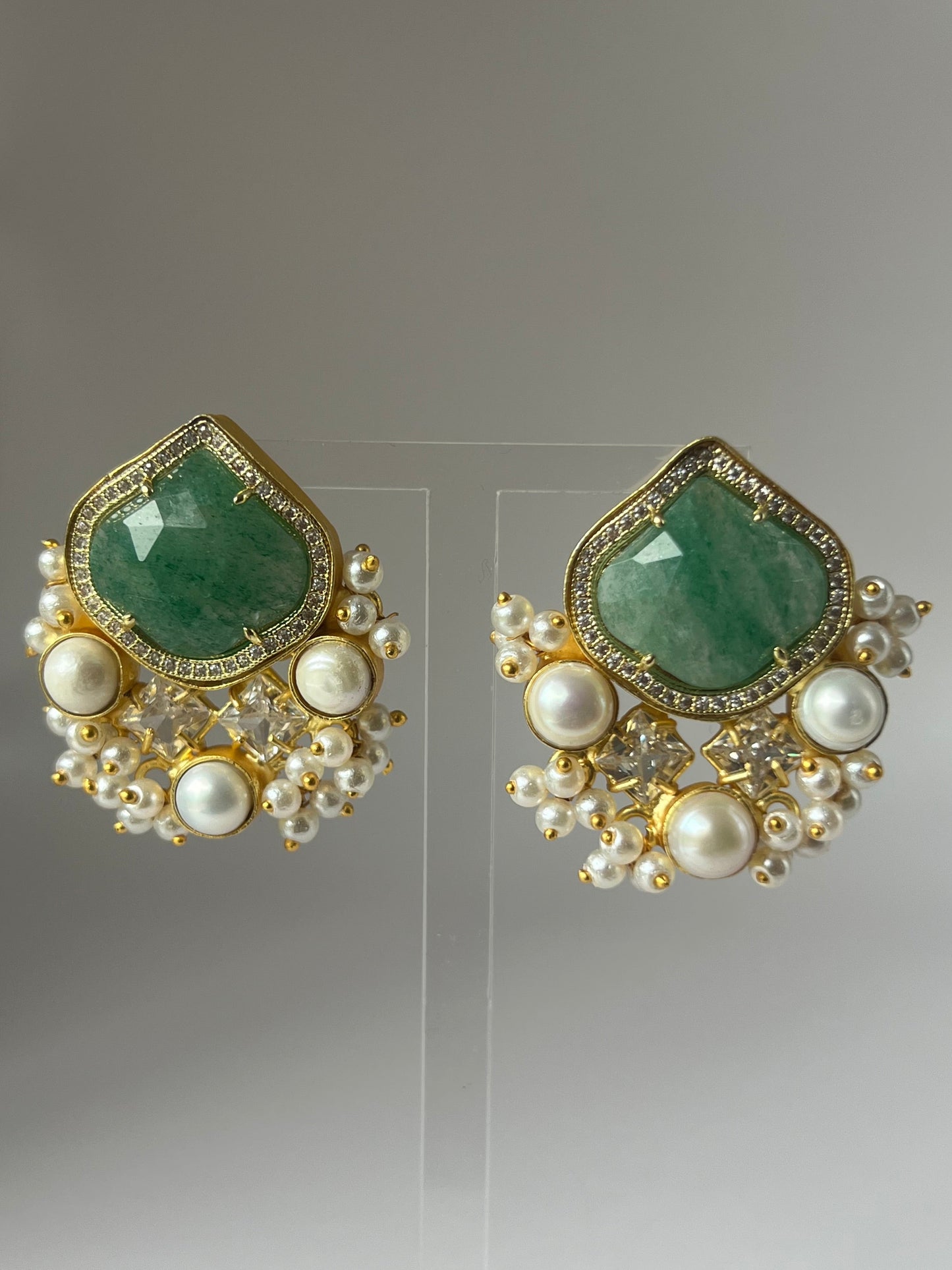 Amazonite Teardrop Studs