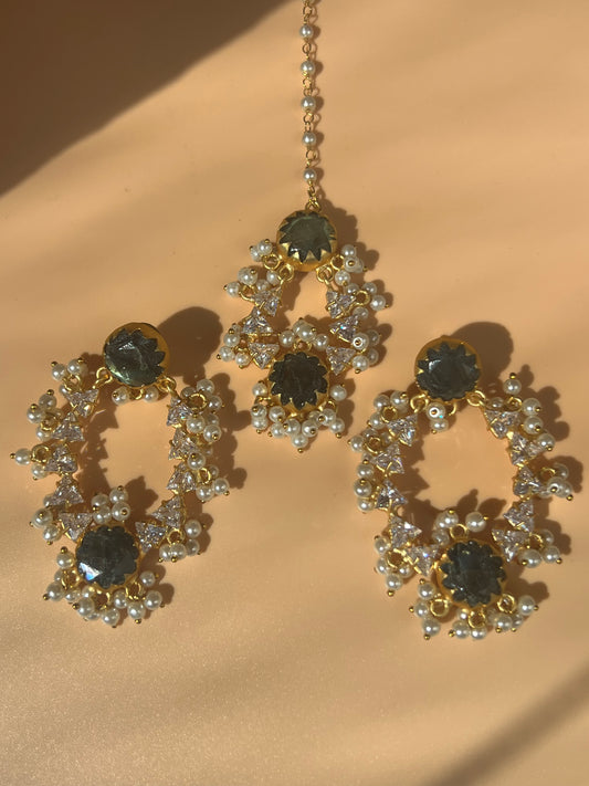 Labradorite Earrings and Tikka Set