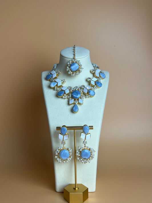 Isara Angelite and Mother of Pearl Set